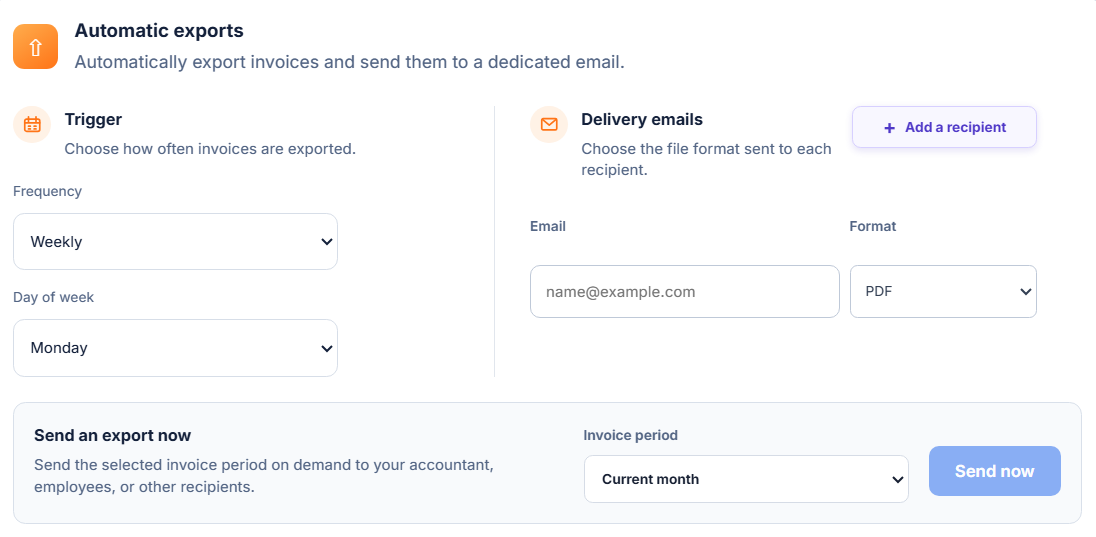 Schedule your Shopify accounting exports